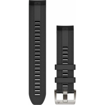 Ремешок сменный GARMIN QUICKFIT 22 BLACK SILICONE STRAP (SILVER) MARQ ATHLET
