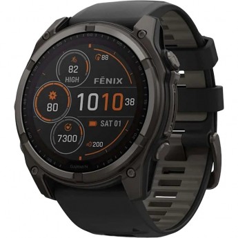 Смарт-часы GARMIN FENIX 8 – 51 мм, Solar Sapphire, титан с DLC-покрытием Carbon Gray и силиконовым ремешком черного/серого цвета Смарт-часы GARMIN FENIX 8 – 51 мм, Solar Sapphire, титан с DLC-покрытием Carbon Gray и силиконовым ремешком черного/серого цвета