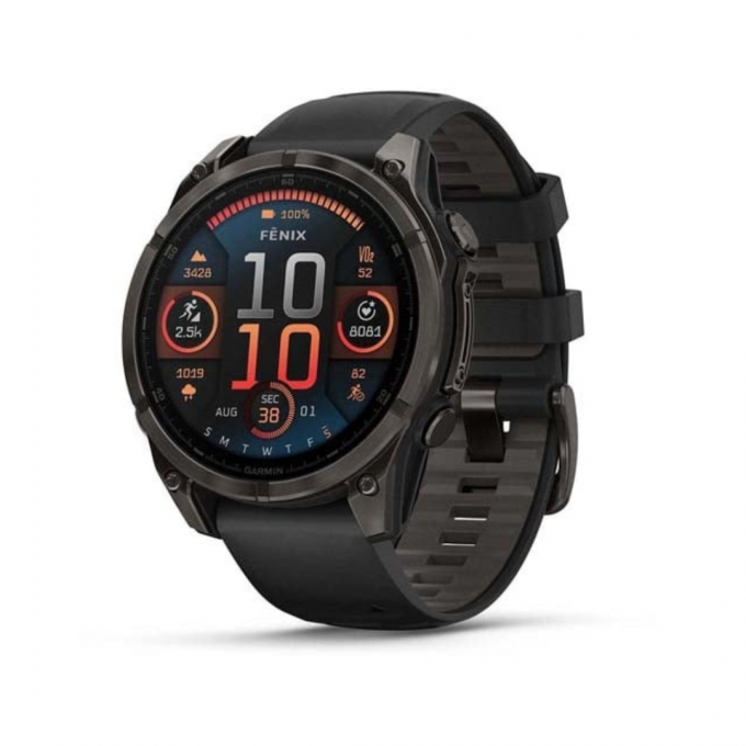 Смарт-часы GARMIN FENIX 8 47 mm AMOLED Sapphire Carbon Gray DLC черный силикон 010-02904-29